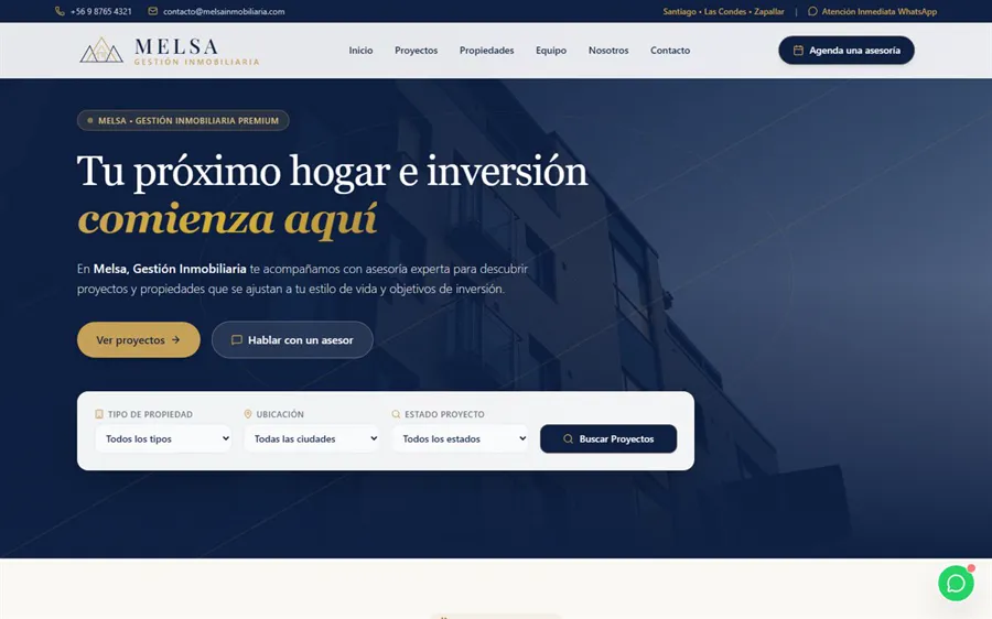 Portada con buscador de proyectos