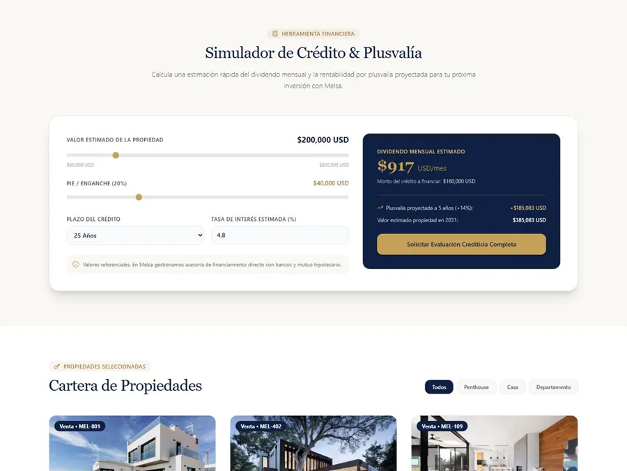 Simulador de crédito y plusvalía