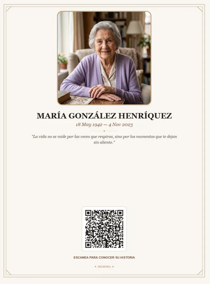 Recuerdo imprimible con QR (demo)